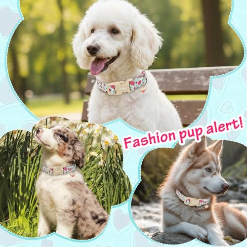 Astdogio Valentine Dog Collar for Medium Dogs, Valentine Theme Blue Dog Collar with Heart, Adjustable Cotton Girl Boy Dog Collars Perfect for Fuppy, Cute Dog Collars Ideal Valentine Gifts by Astdogio - Image 6