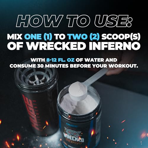 Image of Wrecked Inferno - Thermogenic Pre Workout For Men & Women, Increase Energy, Boost Thermogenesis & Metabolism, Enhance Exercise Performance - Contains L-Citrulline, L-Carnitine, Beta-Alanine & More