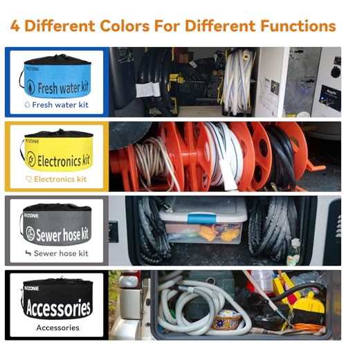 Image of RVZONE 4‑Pack Waterproof RV Hose Storage Bag for Hoses, Cords & Accessories