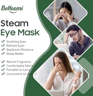 BeHoomi Steam Eye Mask, 10 Packs Heated Eye Mask, Self Heating Disposable SPA Warm Compress for Eyes Sleep Mask, Travel Essentials & Relaxation Gifts, Stocking Stuffers (Tea Tree Scent)