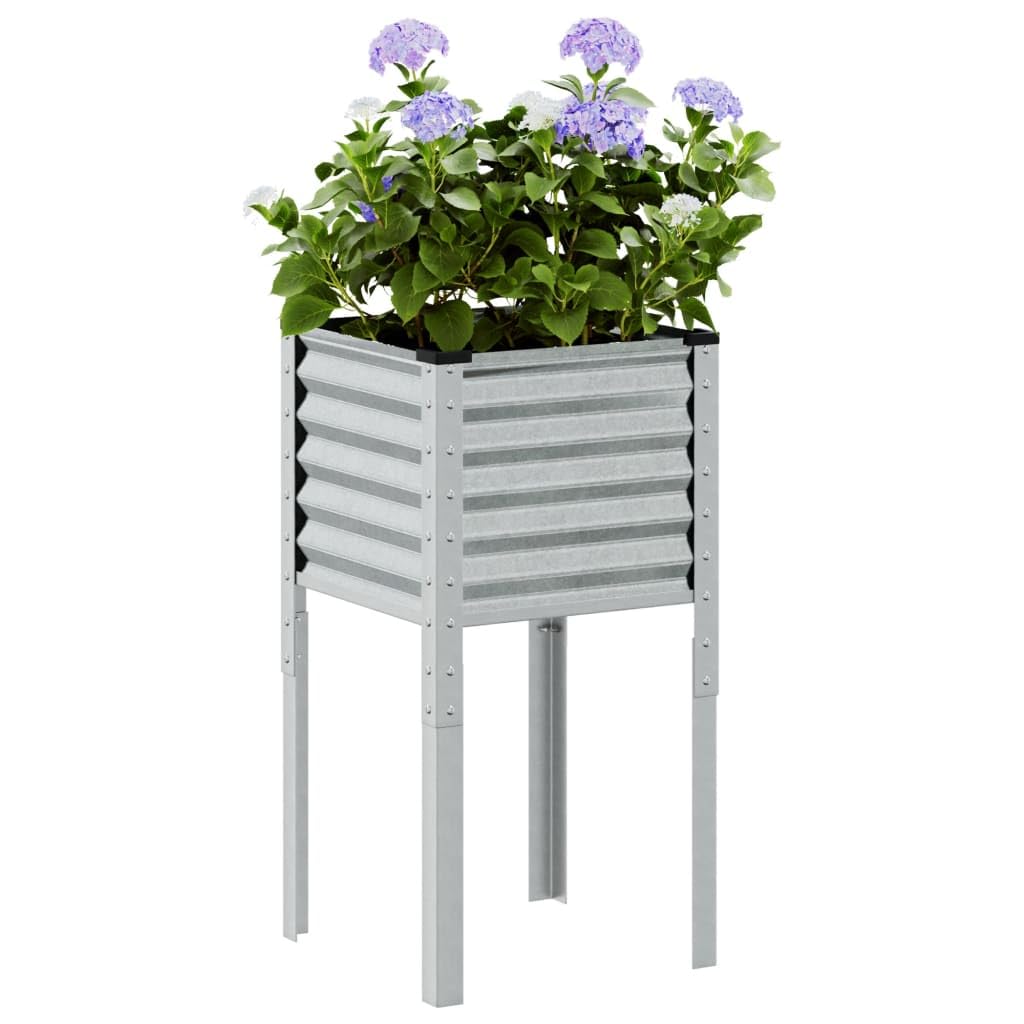 Fioriera da giardino 45x45x88 cm in acciaio zincato resistente alle intemperie per decorare balconi, patii e terrazzi con piante, fiori, erbe aromatiche e orto