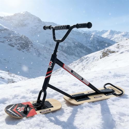 Monopattino da neve All-Terrain con sterzo a 360 gradi e doppie pale per avventure invernali, supporta fino a 150 kg