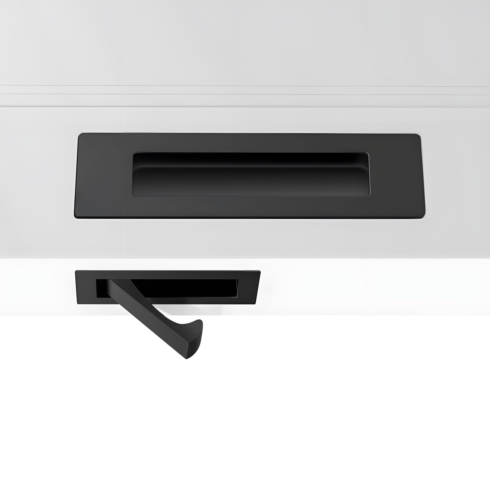Nucelit Black Contemporary Recessed Door Pull Hardware Pack Easy Installation For Wardrobes And Closets Contemporary Door Handle