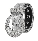 Mealah Women's Rhinestone Western-Belt Bling-Cowboy-Belt - Sparkly-Diamond Buckle Cowgirl-Belts Glitter-Belt for 28-38''
