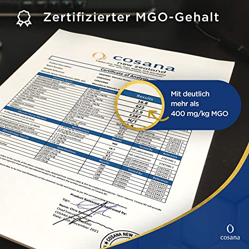 Cosana Manuka Honig 400 MGO Bonbons + Ingwer und Vitamin C 100g – 100% Pur aus Neuseeland. Manuka Bonbons für Mund und Hals