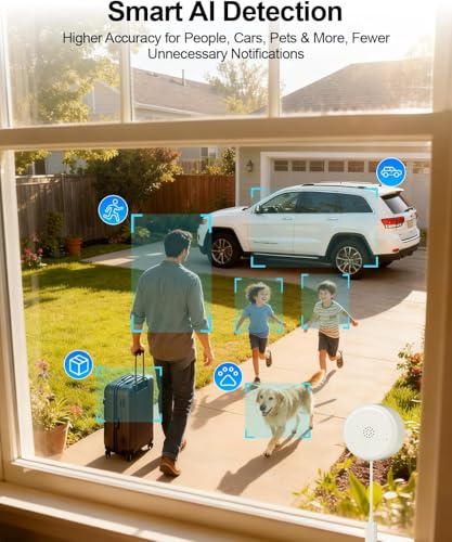 Image of 4MP 2K Window Security Camera, 5G & 2.4GHz WiFi Indoor Camera Wireless, Blacklight Color Night Vision Monitor Outside Window Cam Mount Glass, 24 /7 Recording AI Motion Detection, Quick Magnetic Install