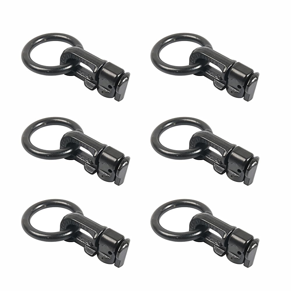 6Pcs L-Track Double Stud Tie Down Fittings with O Rings Heavy-Duty for Dog Walking Camping Hiking