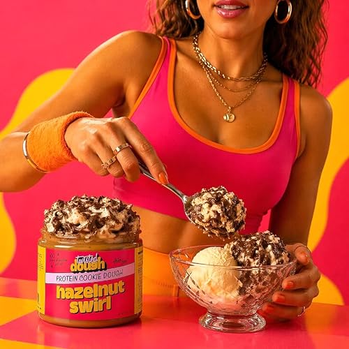 Image of Twisted Dough Protein Cookie Dough, Hazelnut Swirl Flavor, 2 Pack, 100g Protein, Healthy Snacks, Gluten Free Edible Cookie Snack, High Protein Low Carb & Low Sugar Dessert for Kids & Adults, Keto Friendly