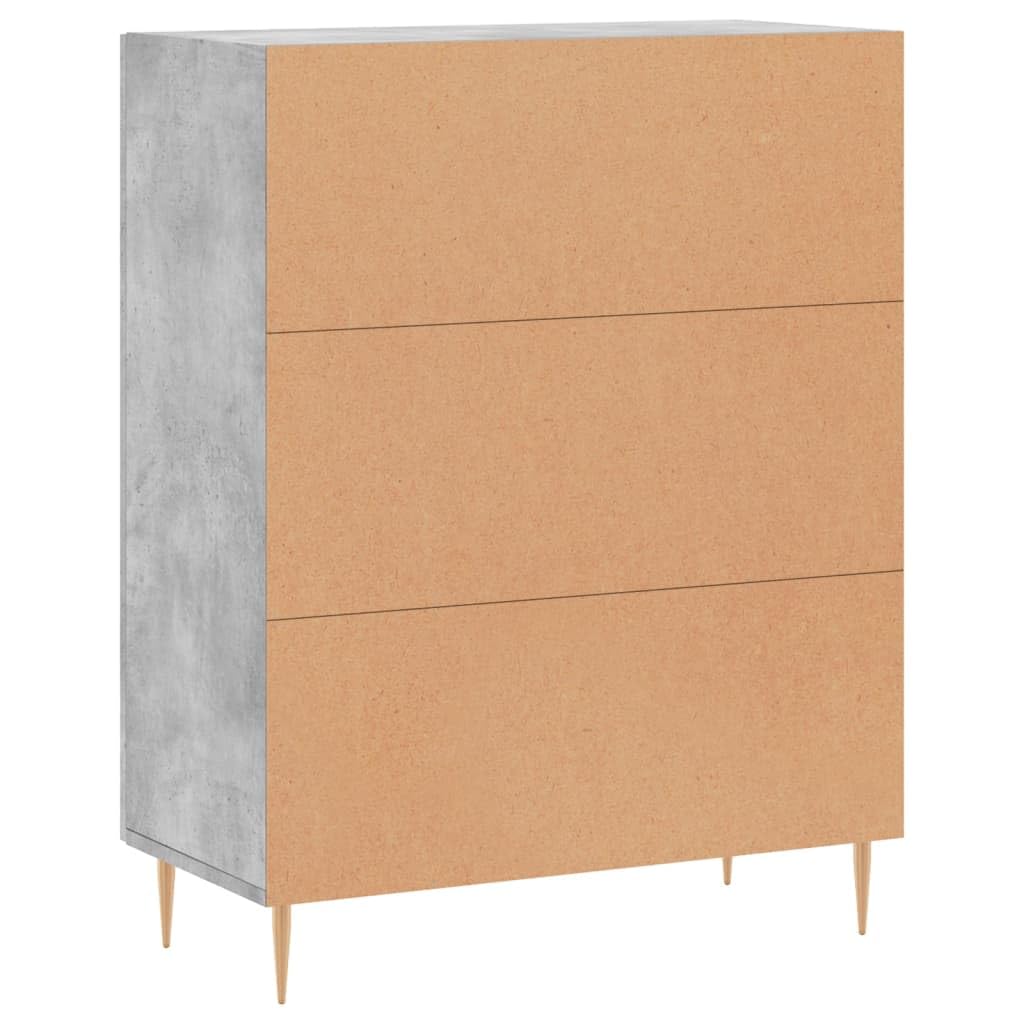 Kredens szary beton 69,5x34x90 cm drewno inżynieryjne, komoda do przechowywania sypialni, szafka z szufladami, komody z szufladami