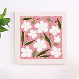 Embroidery Punch Needle kit Frame, Embroidery Starter Kits for Beginner Kids,Punch Needle Fabric with Pattern,Threader, Yarns,Embroidery Hoops & Rug Punch(Pink)
