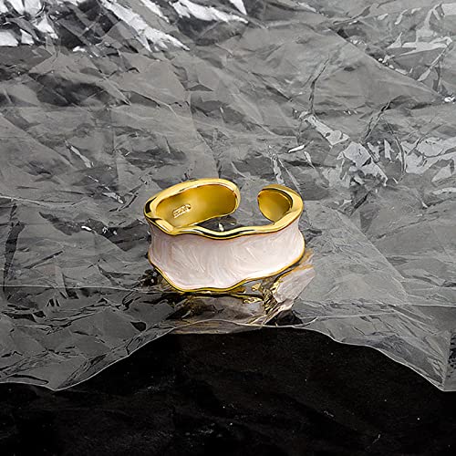 Colorful Adjustable Oil Drip Enamel Wave Wide Irregular Chunky Opening Stackable Punk Cool Elegant Friendship Finger Ring Set Jewelry for Women2