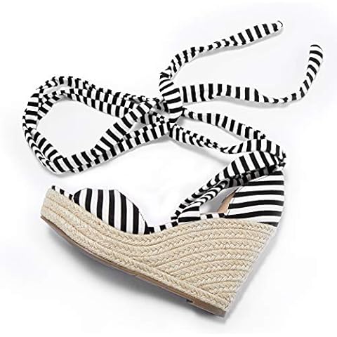 Huiyuzhi Womens Lace Up Platform Wedge Espadrille Sandals Open Toe Cross Slingback Summer Shoes Cover