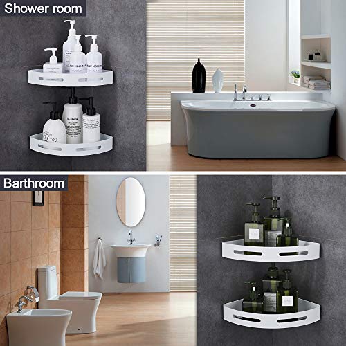 image for GRICOL Shower Caddy Bathroom Corner Shelf with Hooks, Shampoo Holder O