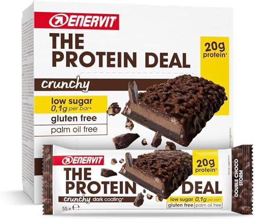 Enervit The Protein Deal Crunchy Double Choco Storm, Barritas Proteicas, 20g De Proteína, Sabor Chocolate Negro, Snacks Proteicos Sin Gluten, Ba Enervit The Protein Deal Crunchy Double Choco Storm, Barritas Proteicas, 20g De Proteína, Sabor Chocolate Negro, Snacks Proteicos Sin Gluten, Ba