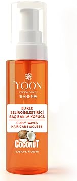 YOON Curl Prominent Hair Foam 200ml   Styling Foam for Curly Hair, Anti-Frizz, Coconut Oil Moisturizer, Natural Shine and Soft Curls