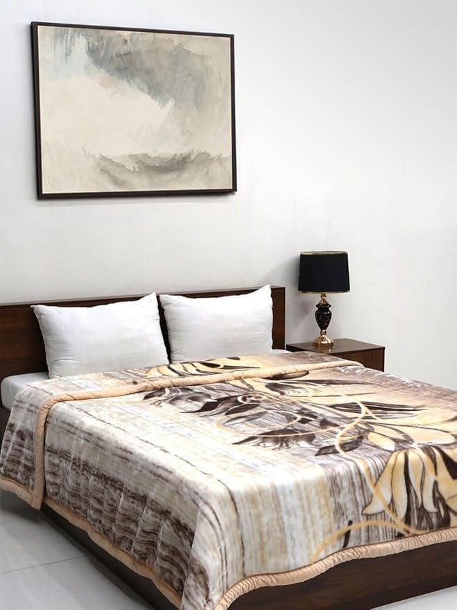 Image of Signature Exclusive Supersoft Luxury Heavy Winter Double Ply Double Bed Mink Blanket - 4.5 kg | 100% Polyester | 2.10 m x 2.40 m | Royal Luxe Comfort for Extreme Cold (Rustic Bloom)