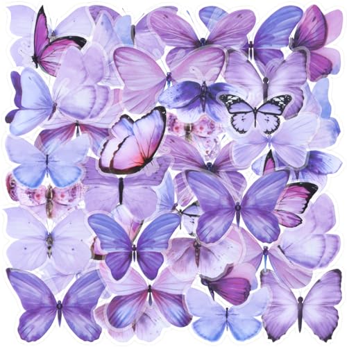 Aixoom 40PCS Purple Butterfly Stickers Transparent Butterfly Decals