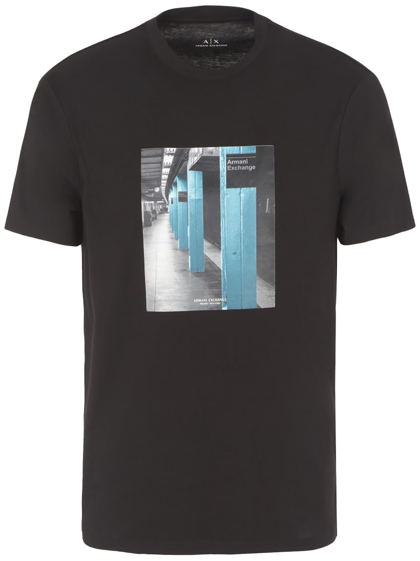 Armani Exchange Men's Printed Logo Milan/Ny, Round Neck, Regular Fit T-Shirt