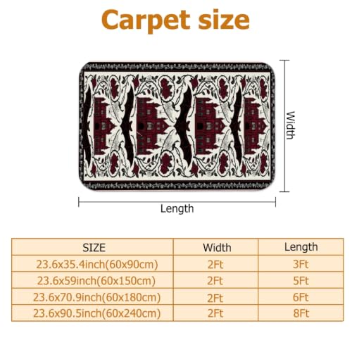 Alfombra de pasillo roja con diseño de rosa tradicional rectangular de pelo bajo 3