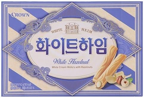 Crown Cream Filled Wafer Cookies with Hazelnut 142g (White, 1 Pack)