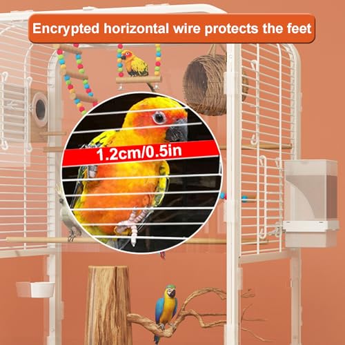 Jaula grande para pájaros de interior con ruedas y soporte de percha para loros y cacatúas