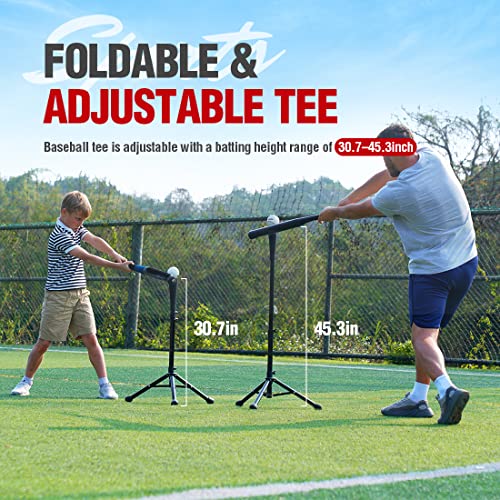 Zupapa Baseball Softball Practice Combo - 7X 7 Feet Net Tee Caddy 12 Pack Baseballs Set, Upgraded Vivid Strike Zone, Baseball Backstop Practice Net for Hitting Pitching Batting Catching by Zupapa - Image 3
