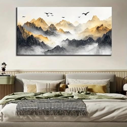Peinture abstraite à l'encre et décoration murale salon paysage chinois