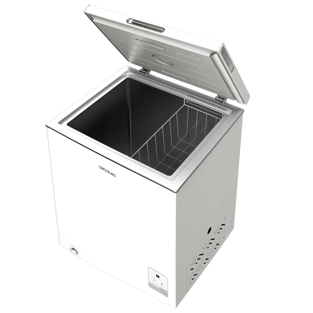 Cecotec Horizontal-Gefrierschrank Bolero CoolMarket Chest 142 White E. 142 l Fassungsvermögen, Inverter-Plus-Modus, Doppelfunktion, Schnellgefrieren, Innenkorb, elektronische Steuerung, Klasse E.