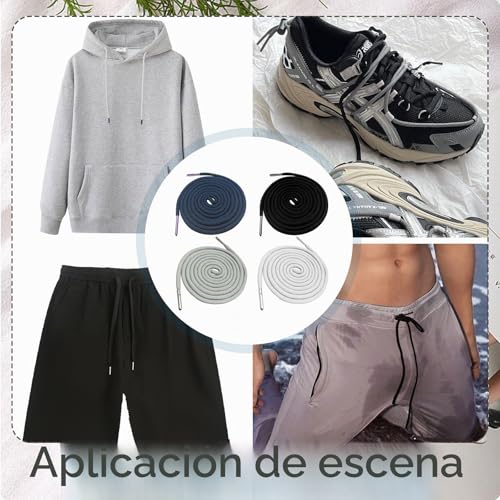 Miniatura 4 de Cosmeria Cordón Para Pantalones De Chándal Y Sudaderas, 4 X 140 Cm, Cordón Con 2 Enhebradores, Reemplazo Para Cintura, Sudaderas Con Capucha, Cinta De Poliéster Con Extremos Metálicos, Multicolor, L