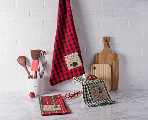 DII Holiday Kitchen Collection Embroidered Dishtowel Set, 18x28, Cabin Christmas, 3 Piece - Image 5