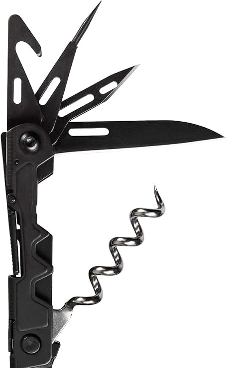 SOG PowerLitre Mini Utility Multi-Tool w/ 19 Lightweight Tools, Compact 5 Inch Long Utility Tool with Knife, Screwdriver, Hex Bit Holder, Black