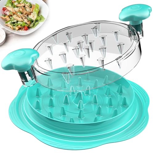 SURETIVIAN Chicken Shredder Large Chicken Breast Shredder Tool Twist with Brush&Fork, Visible Meat Shredder Machine, Anti-Slip Strip, Ergonomic Handle, BPA Free, Pork Beef Chicken(Mint Green)