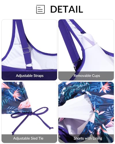 Yonique Blouson Tankini Swimsuits for Women 2 Piece Flamingo Bathing Suits Tops with Boyshorts Modest Loose Fit Swimwear L - Image 5