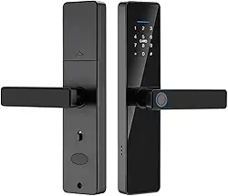 Fechadura Eletronica,5 en 1 Fechadura Digital Biometria,Fechadura Inteligente com TUYA APP Wifi,Cartão IC, Chave, Impressão Digital, Senha,Que Exibem um Código Virtual