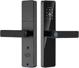 Fechadura Eletronica,5 en 1 Fechadura Digital Biometria,Fechadura Inteligente com TUYA APP Wifi,Cartão IC, Chave, Impressão Digital, Senha,Que Exibem um Código Virtual