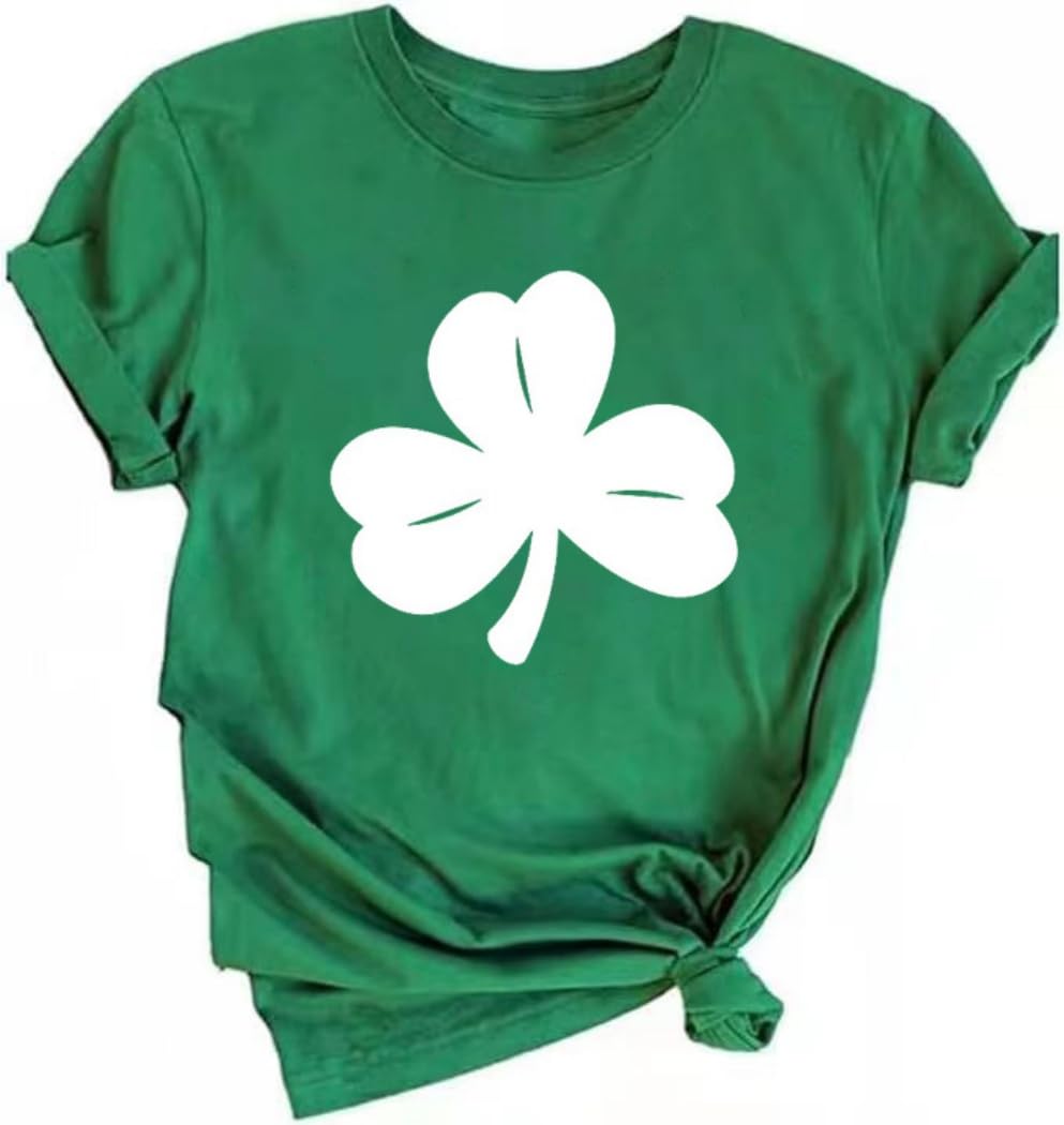 Women's St Patrick's Day T-Shirt Lucky Irish Shamrock Paddy's Day Graphic Tees Tops