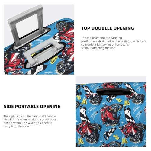 Luggage Cover Protector - Red Motorcycle Rider Print Suitcase Covers for Luggage Fit 22-24 Inch Suitcase4
