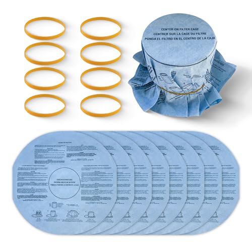 Shop Vac Filters VF2002 - 8-Pack Reusable Wet Dry Vac Disc Filters with 8pcs Retaining Bands for 5 Gallon and Larger Shop Vac Wet/Dry Vacuum Cleaners
