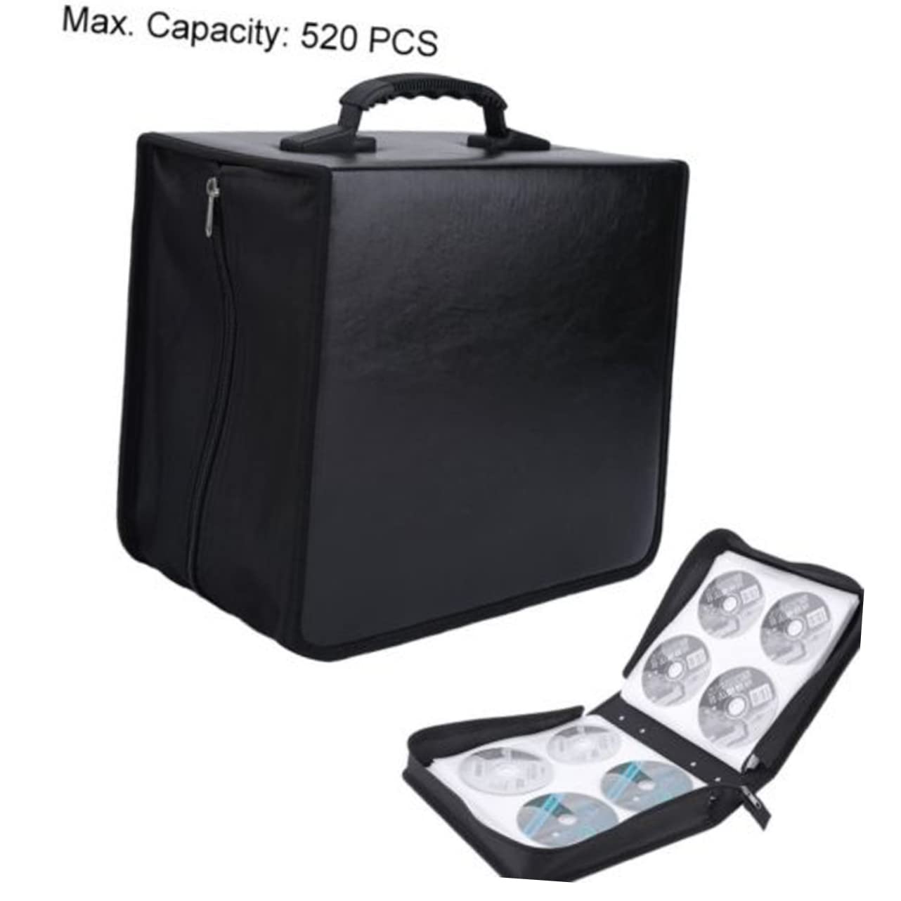 MAGICLULU Porta CD e Dvd Portatile Capacità di 400 Dischi, Esterno Resistente in Pu e Tessuto, Manico Comodo per Trasporto Facile