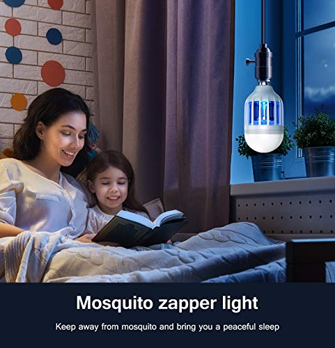 Image of Bug Zapper Light Bulb, 2 in 1 Mosquitoes Killer Lamp Led Electronic Insect & Fly Killer, Porch Light for Entryway, Doorway, Corridor, Balcony and Patio (White)