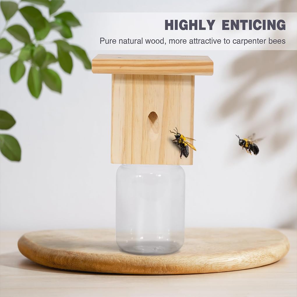 Trampa para Abejas carpinteras con Caja Fuerte Desmontable. Atrae a Las Abejas carpinteras con Cebo. Trampas Colgantes Naturales Estilo Loft, B