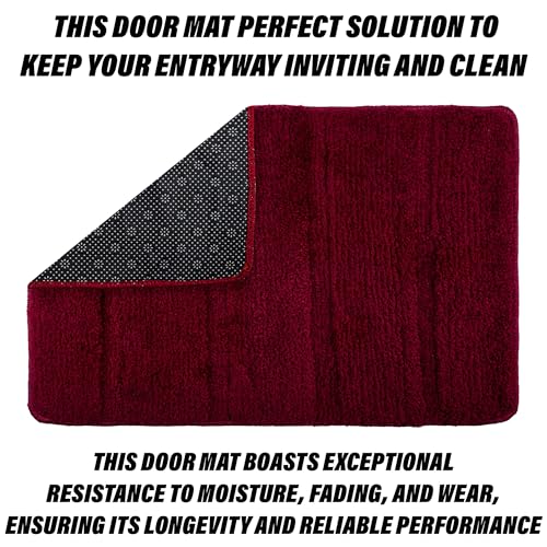 Image of Kuber Industries Door Mat | Door Entrance Mat | Entry Doormat | Floor Door Mat | Office Entrance Door Mat | Door Mat for Bedroom | Fur Doormat | Big Lining Door Mat | Pack of 2 | Maroon