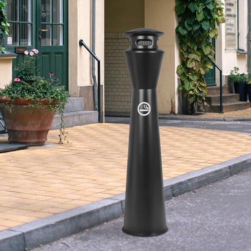 Image of Trash Ash Receptacle Outdoor with Removable Inner Barrel, Standing Trash Can, 43.3 inch Height, Movable Ash Bin Container for Home Outside Pool Backyard Office Hotel