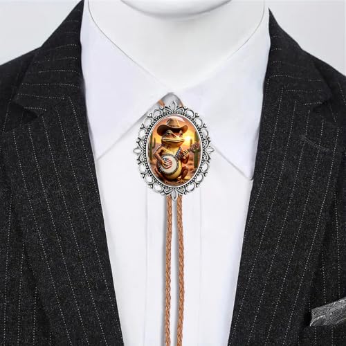 Image of Jeilwiy Bolo Tie for Men Western Cowboy Gothic Bolo Tie Necklace Halloween