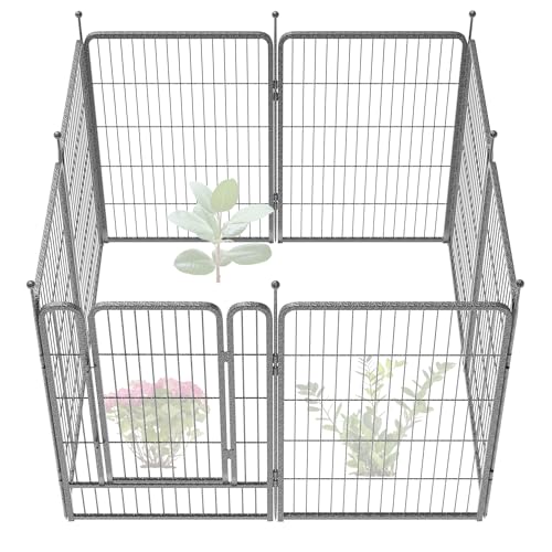 Image of FXW Garden Fence Outdoor for the Yard - 40in(H) x 18.2ft(L) Heavy Duty Metal Animal Barrier for Dog, No Dig Decorative Dog Fence, 8 Panels, Silver