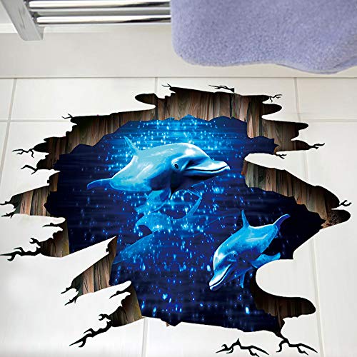 Vinilo Decorativo 3D Delfines Galaxia Cielo Estrellado 90x68 cm miniatura 2