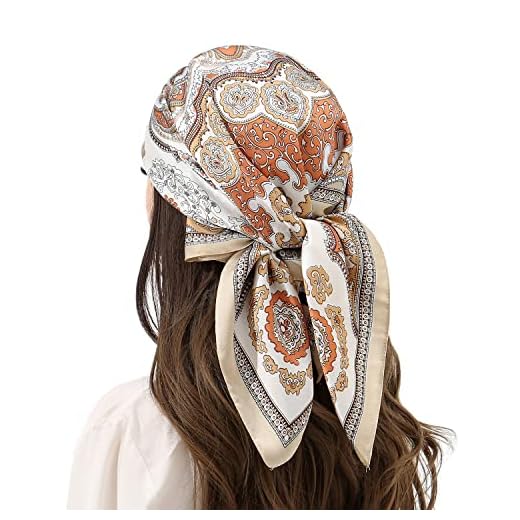 RIIQIICHY Pañuelo Bufanda Foulard Mujer Fular Seda Bandana Colores Diseños Variados 70 cm