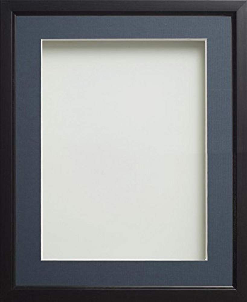 Frame Company Black Drayton Range Frame With Blue Mount, 12X10 For 10X8 *Choice Of Sizes* Fitted With Real Glass