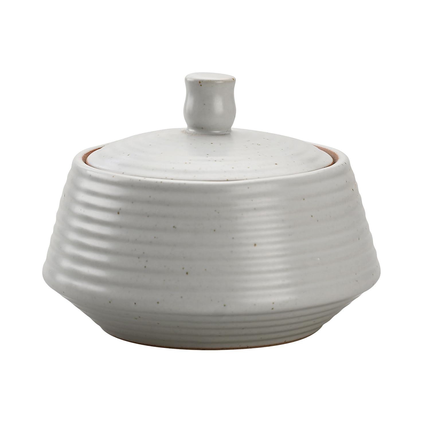 NCQIXIAO Retro Kitchen Canisters Ceramic Food Storage Jar Roud Shape with Silicone Airtight Lid for Tea, Coffee, Nuts, Herb, Spice, Sugar (Low White)