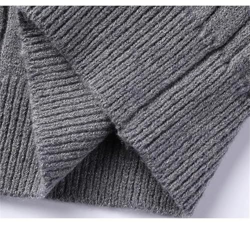 Men Winter Thick Mock Neck Pullovers Quarter-Zip Cable Knitted Warm Sweater Daily Business Sweaters 5